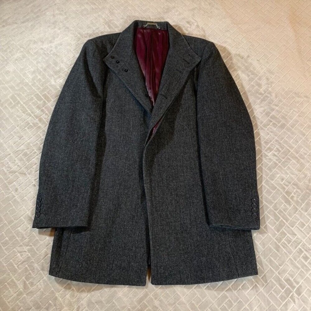 Blazer Mens 44r XL Jacket Dark Gray Wool Blend Mid Length Collared Sport Coat